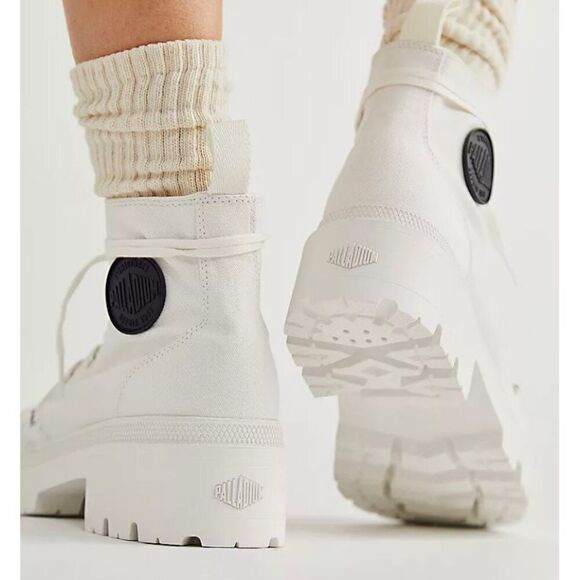 PALLADIUM - NWTIB - L Sz 11 (EUR 43) Pallabase Twill High Top in Stark White ♥️ - Picture 14 of 16